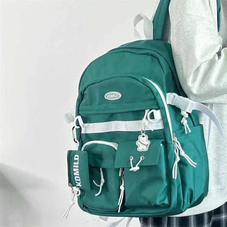 Korean Retro Workwear Large Capacity Dual Shoulder Bag