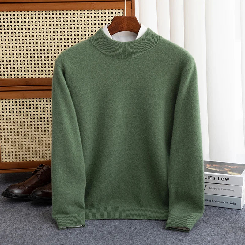 New Fashion Men's 100% Wool Pullover Half-high Collar Sweater - Craftklart.store