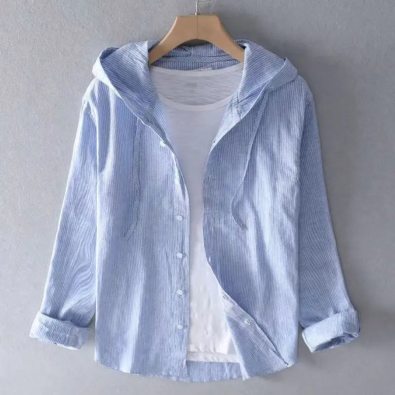 2025  Men's Hooded Linen Shirt - Premium Shirt & Tops from Craftklart Dropship - Just $20! Shop now at Craftklart.store