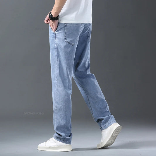 Lyocell Ice Silk Jeans Men's Summer Ultra-thin Loose Straight Denim Pants - Premium Jeans from Craftklart Dropship - Just $27.13! Shop now at Craftklart.store