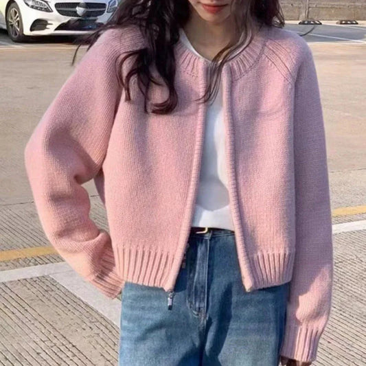 Women Urban Casual soft Zipper Cardigan
