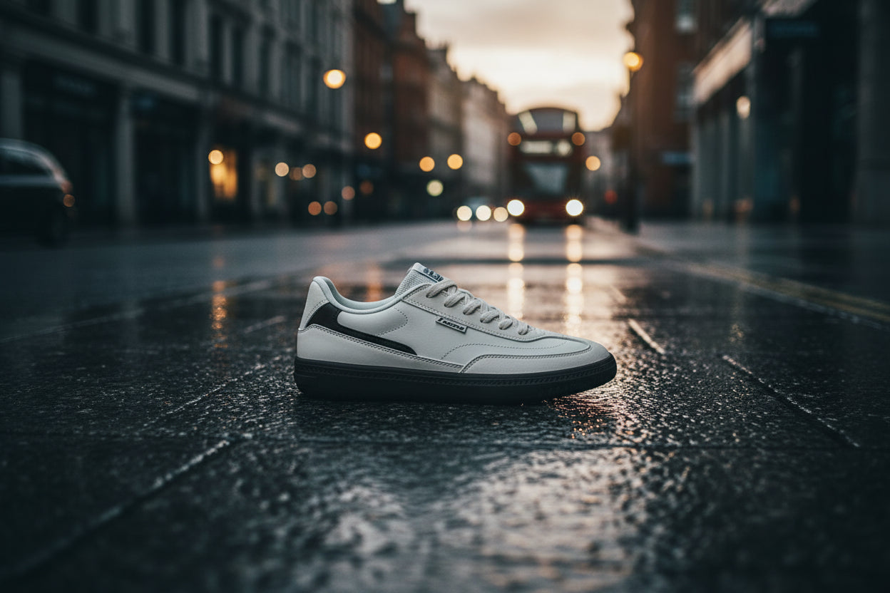 Craftklart Dropship Full Circle Low Leather Waterproof Sneakers, street edition, showing black leather upper and rubber sole.