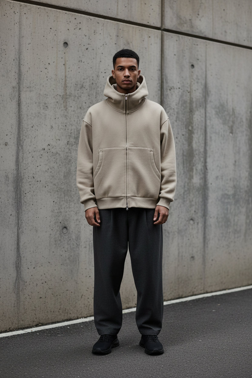 500GSM Heavyweight Zip-Up Cropped Hoodie