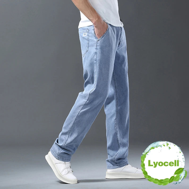 Lyocell Ice Silk Jeans Men's Summer Ultra-thin Loose Straight Denim Pants - Premium Jeans from Craftklart Dropship - Just $27.13! Shop now at Craftklart.store