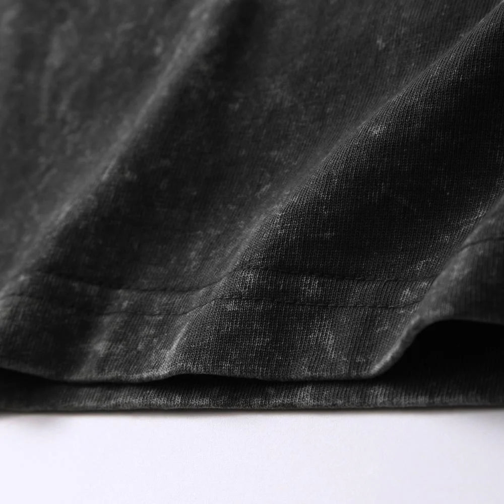 Washed Cotton Casual Loose Fit Graphic T-Shirt - Craftklart.store