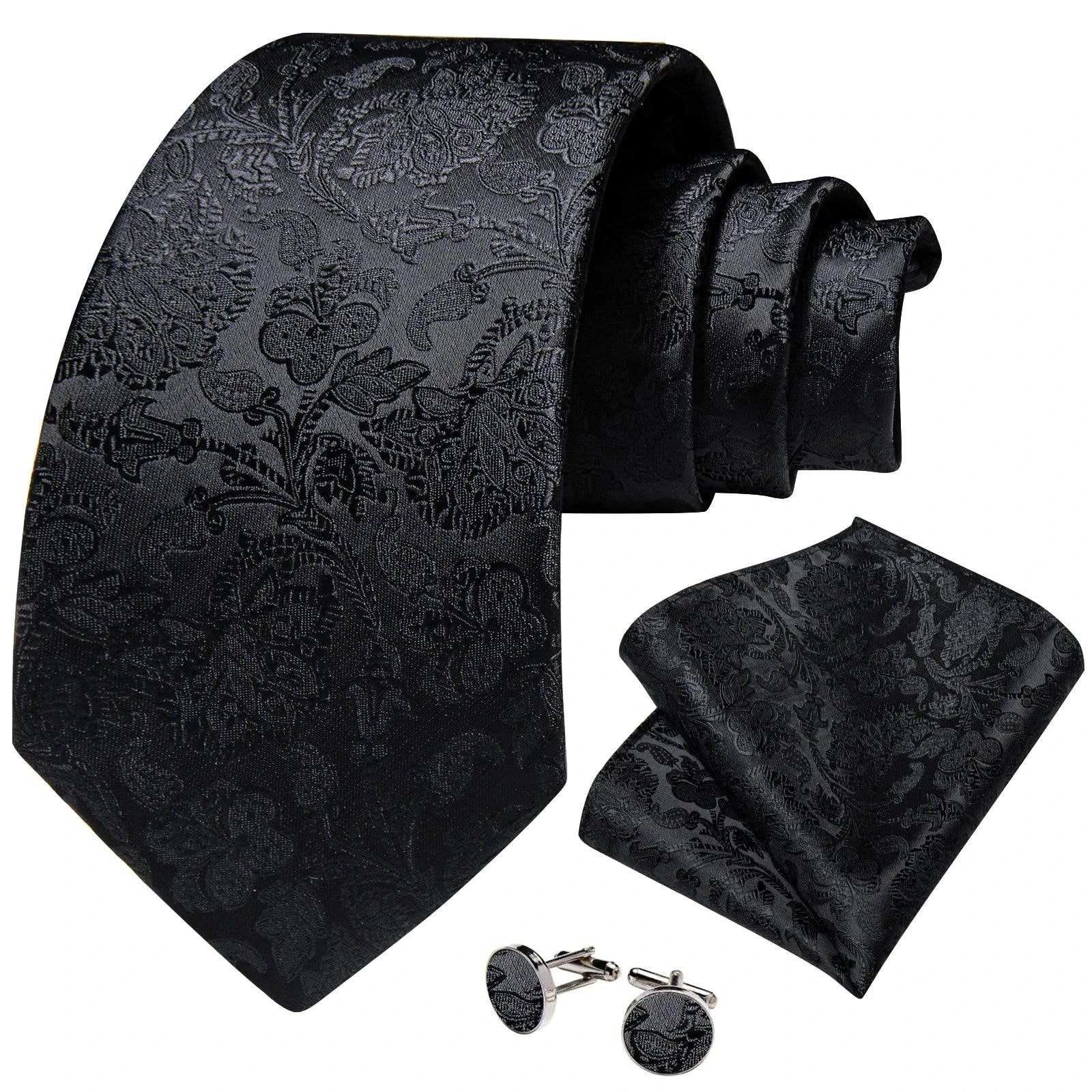 Urban Gentlemen Luxury Black Solid Paisley Tie | Minimalist Streetwear | Craftklart