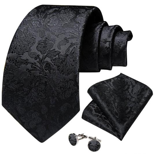 Urban Gentlemen Luxury Black Solid Paisley Tie | Minimalist Streetwear | Craftklart