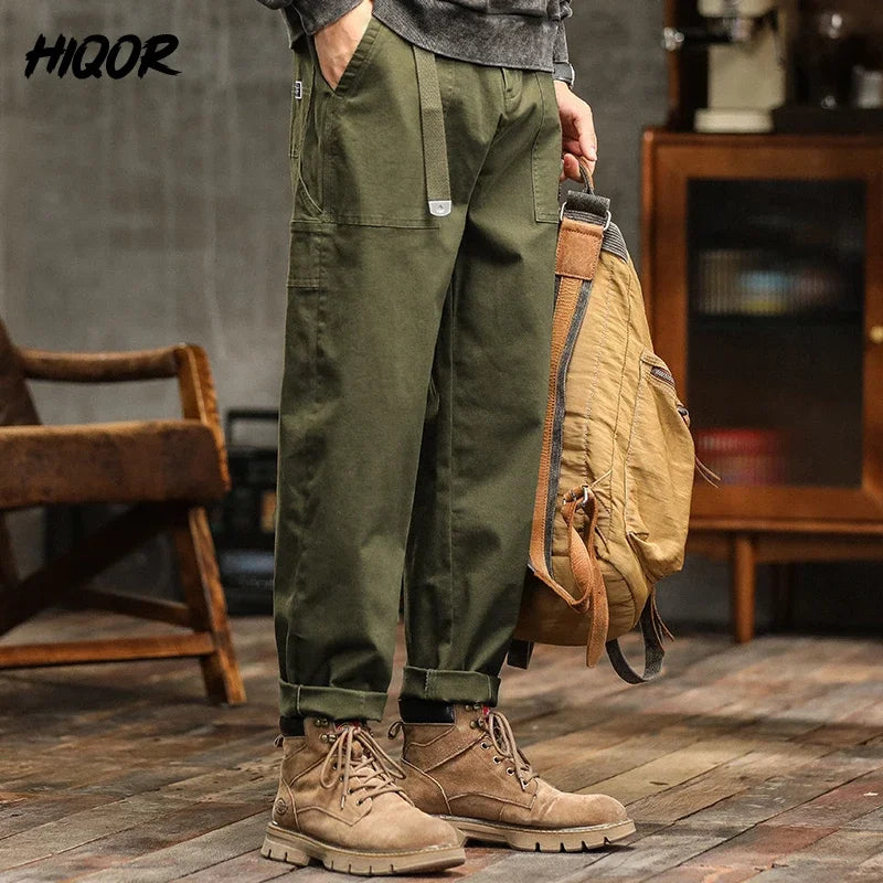 Craftklart men's cargo trousers featuring a loose fit, utility streetwear style, shown in a casual, street-ready look.