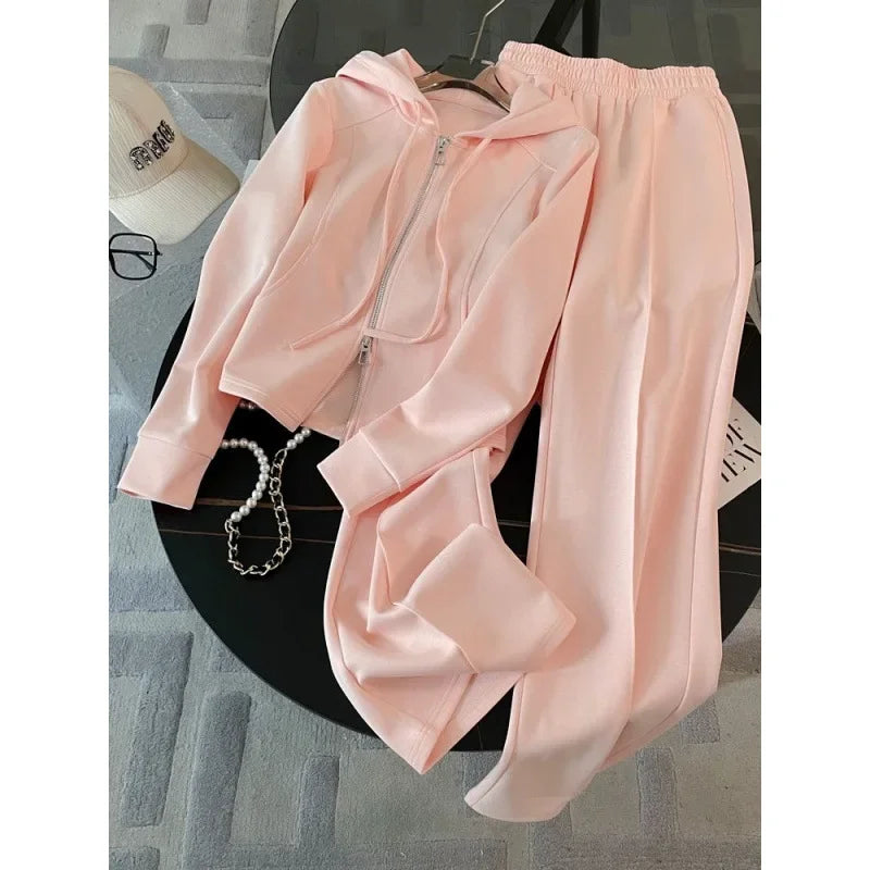 Mint Wave Style~ Autumn High Waist Wide Leg Pants Casual Two Piece Set