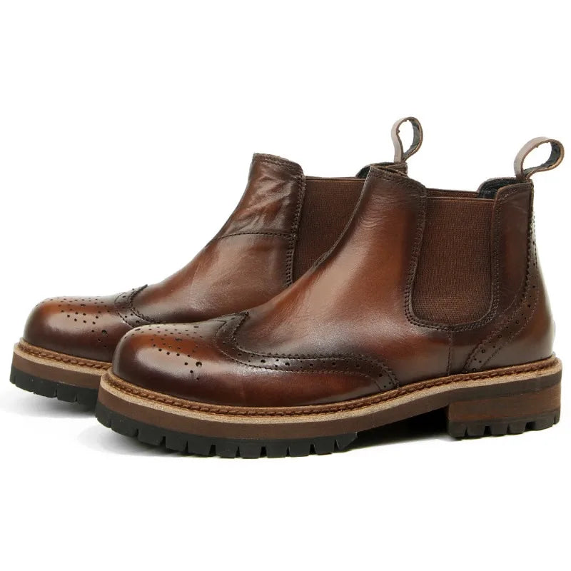 Men's Round Toe Genuine Leather Boots - Premium Boots from Craftklart.store - Just $98.98! Shop now at Craftklart.store