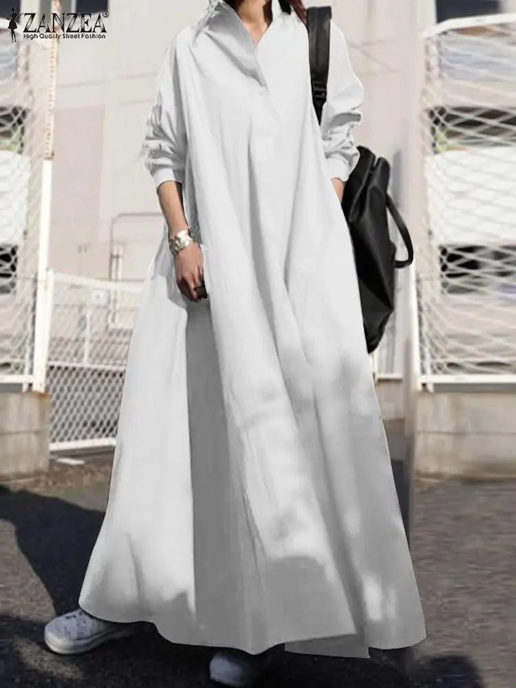 Long Sleeve Shirt Dress Loose Oversized Maxi Dress - Premium Dress from Craftklart.store - Just $25.06! Shop now at Craftklart.store