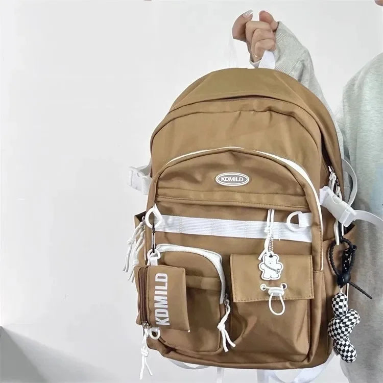 Korean Retro Workwear Large Capacity Dual Shoulder Bag
