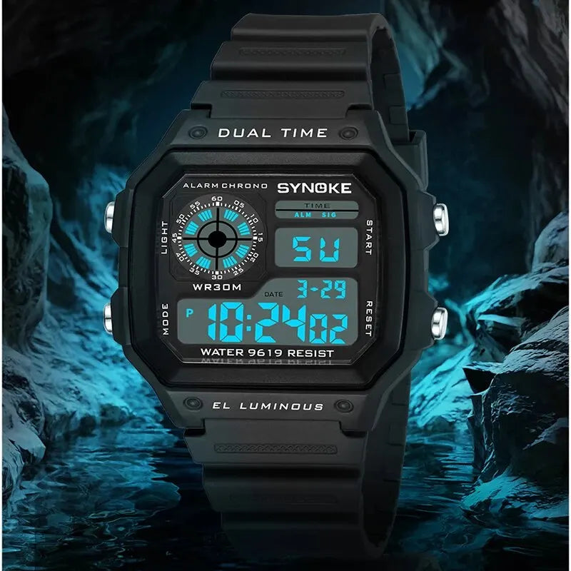 Digital Sport Watch by Craftklart with black rubber strap, featuring a digital display and sporty design.