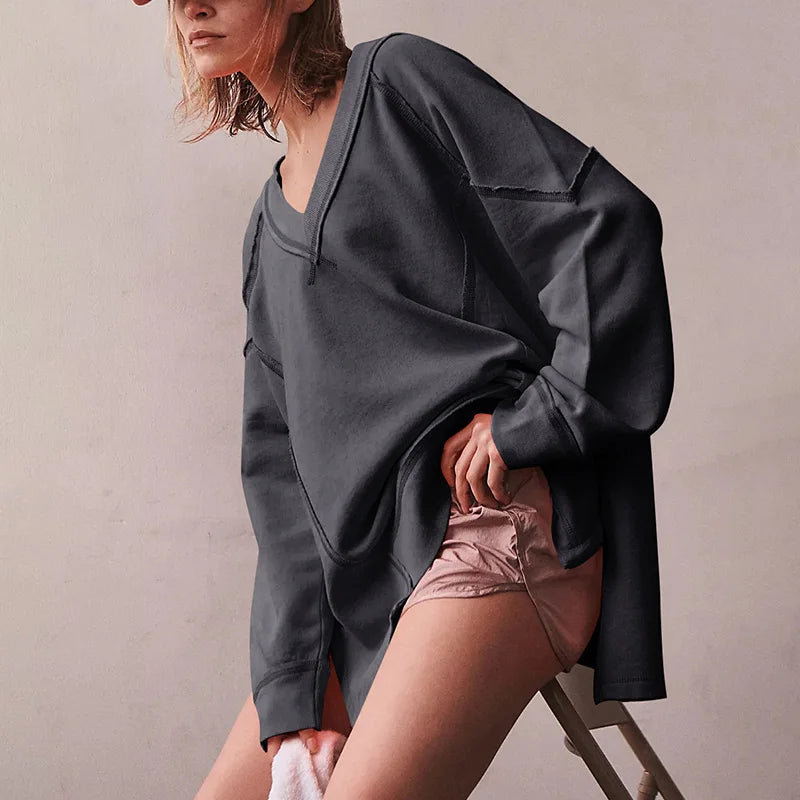 Oversized Cotton Sweatshirt — Open Side Patchwork | Craftklart