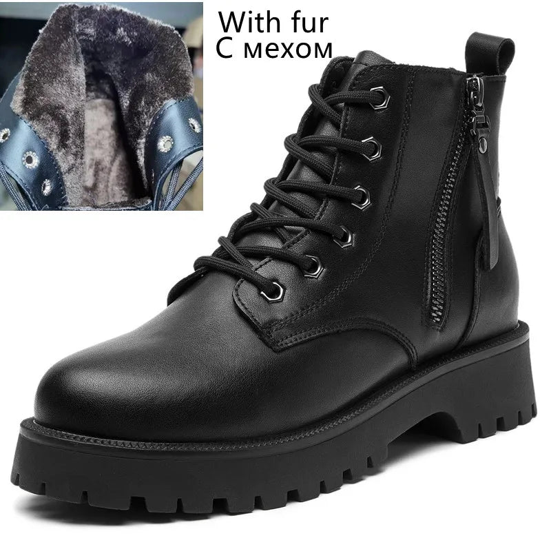 Genuine Leather Women's Double Zipper Ankle Boots - Premium Boots from Craftklart.store - Just $47.85! Shop now at Craftklart.store