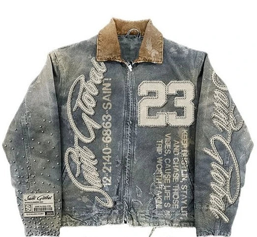Men's Streetwear Washed Denim Y2K Jacket