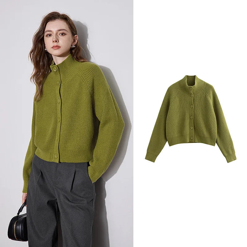 Women Knitted New Turtleneck Single Breasted Sweater