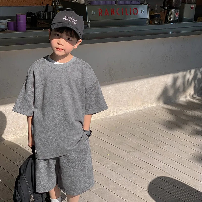 Boys Korean Loose Shirts+shorts 2pcs/set - Premium Kids clothes from Craftklart.store - Just $28! Shop now at Craftklart.store