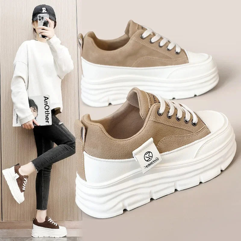 Women's Chunky Lace-up Soft-sole Casual Sneakers - Premium Shoes from Craftklart Dropship - Just $18! Shop now at Craftklart.store