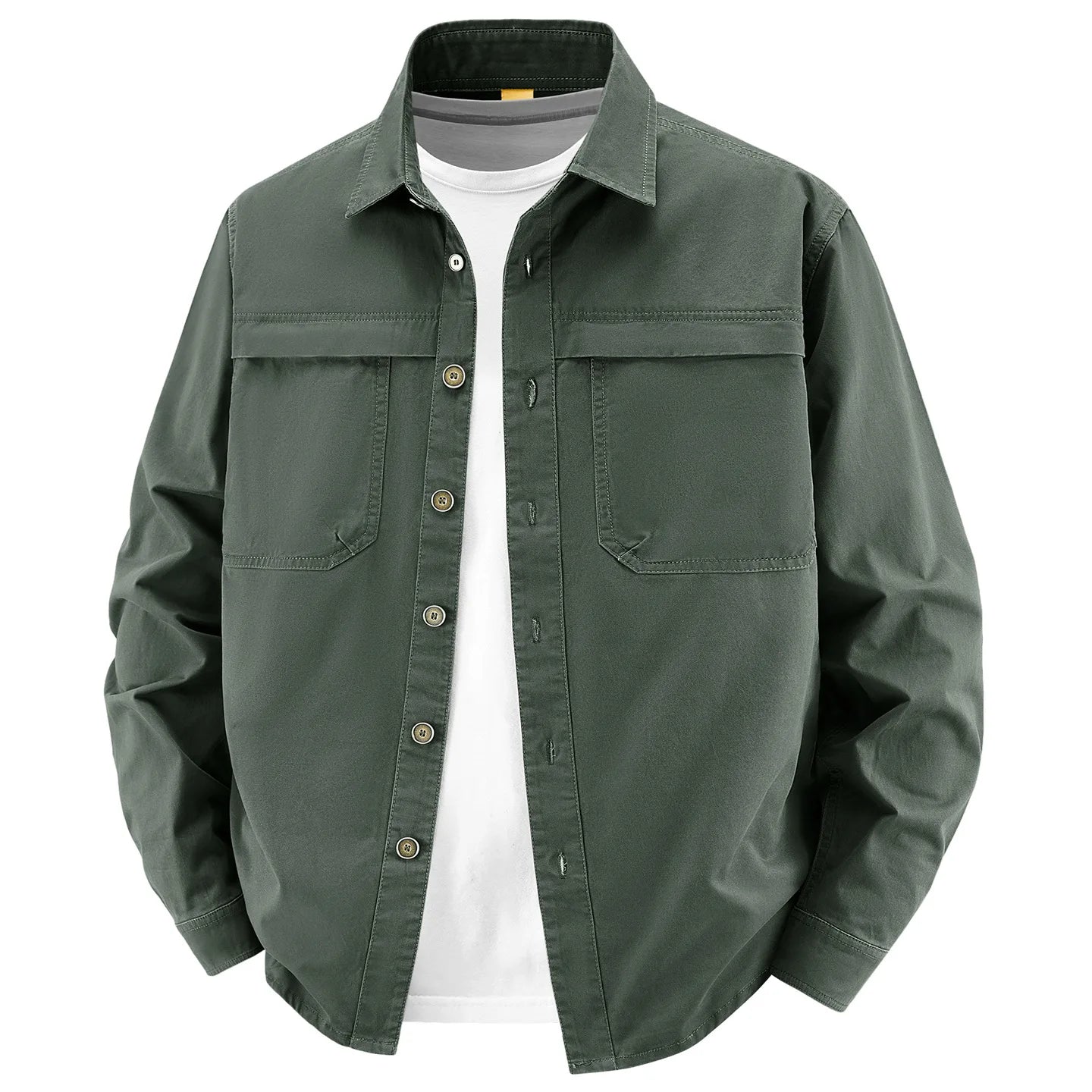 Retro Washed Cotton Long-Sleeve Shirt