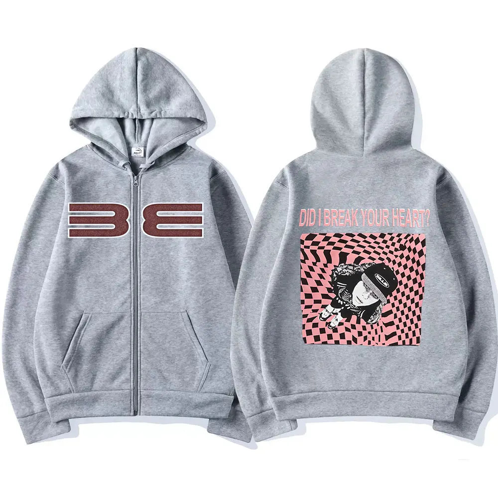 Hit Me Hard and Soft DID I Break YOUR HEART? Zipper Hoodies