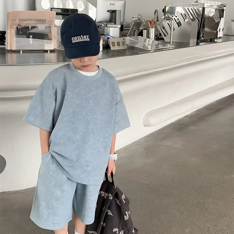 Boys Korean Loose Shirts+shorts 2pcs/set - Premium Kids clothes from Craftklart.store - Just $28! Shop now at Craftklart.store