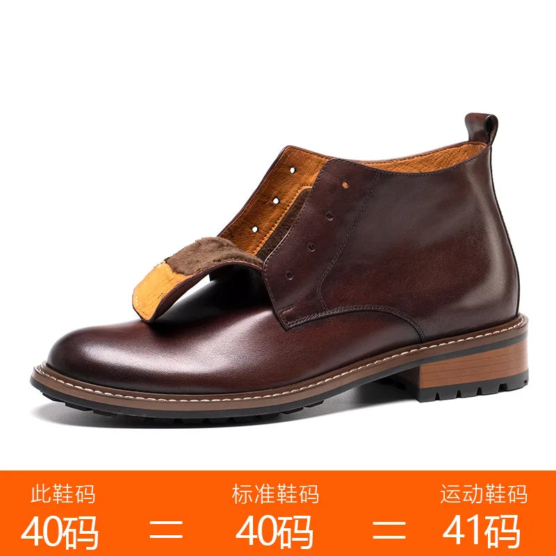Autumn and winter men's boots, men's shoes, British style high top round toe short boots, genuine leather retro workwear boots