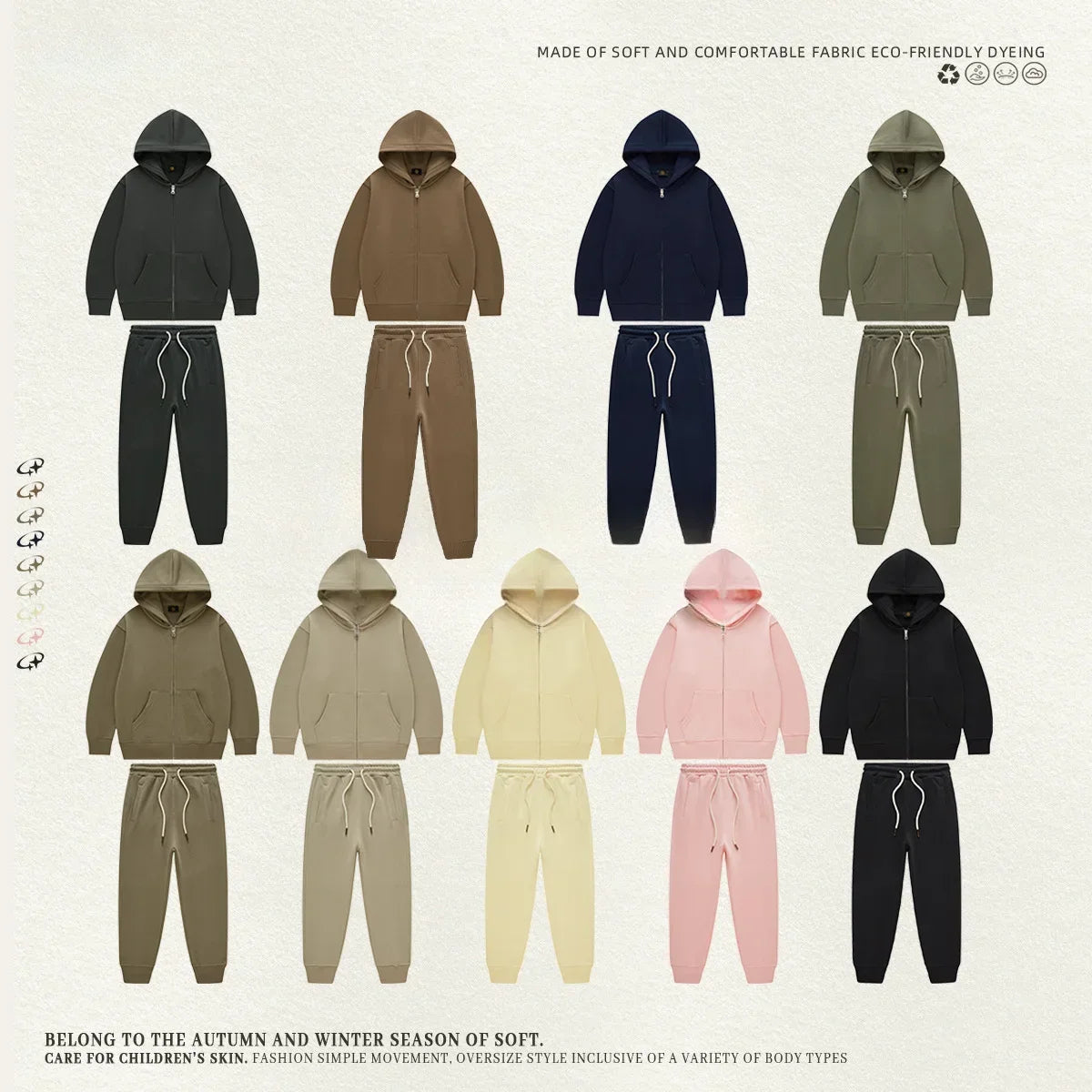 Kids Tracksuit 340G Terry Cotton Zipper Hoodies & Sweatpants - Premium Kids clothes from Craftklart Dropship - Just $42.44! Shop now at Craftklart.store