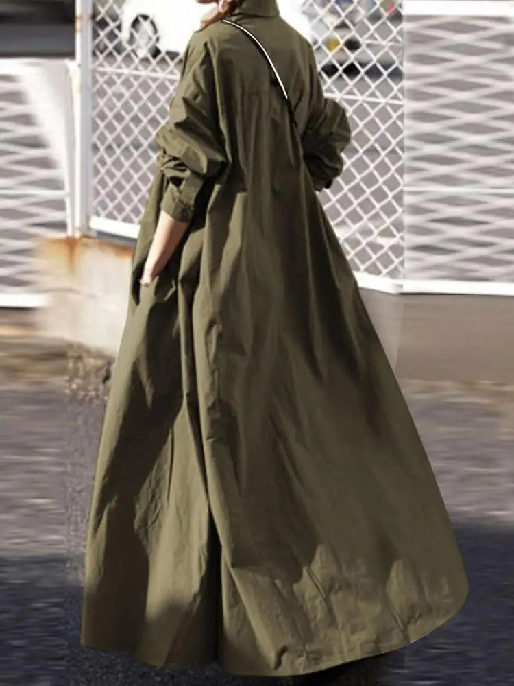 Long Sleeve Shirt Dress Loose Oversized Maxi Dress - Premium Dress from Craftklart.store - Just $25.06! Shop now at Craftklart.store