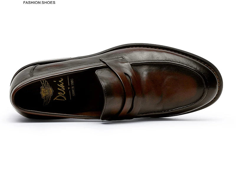 British Styled Genuine Leather Comfortable Soft Sole Low Cut Loafers