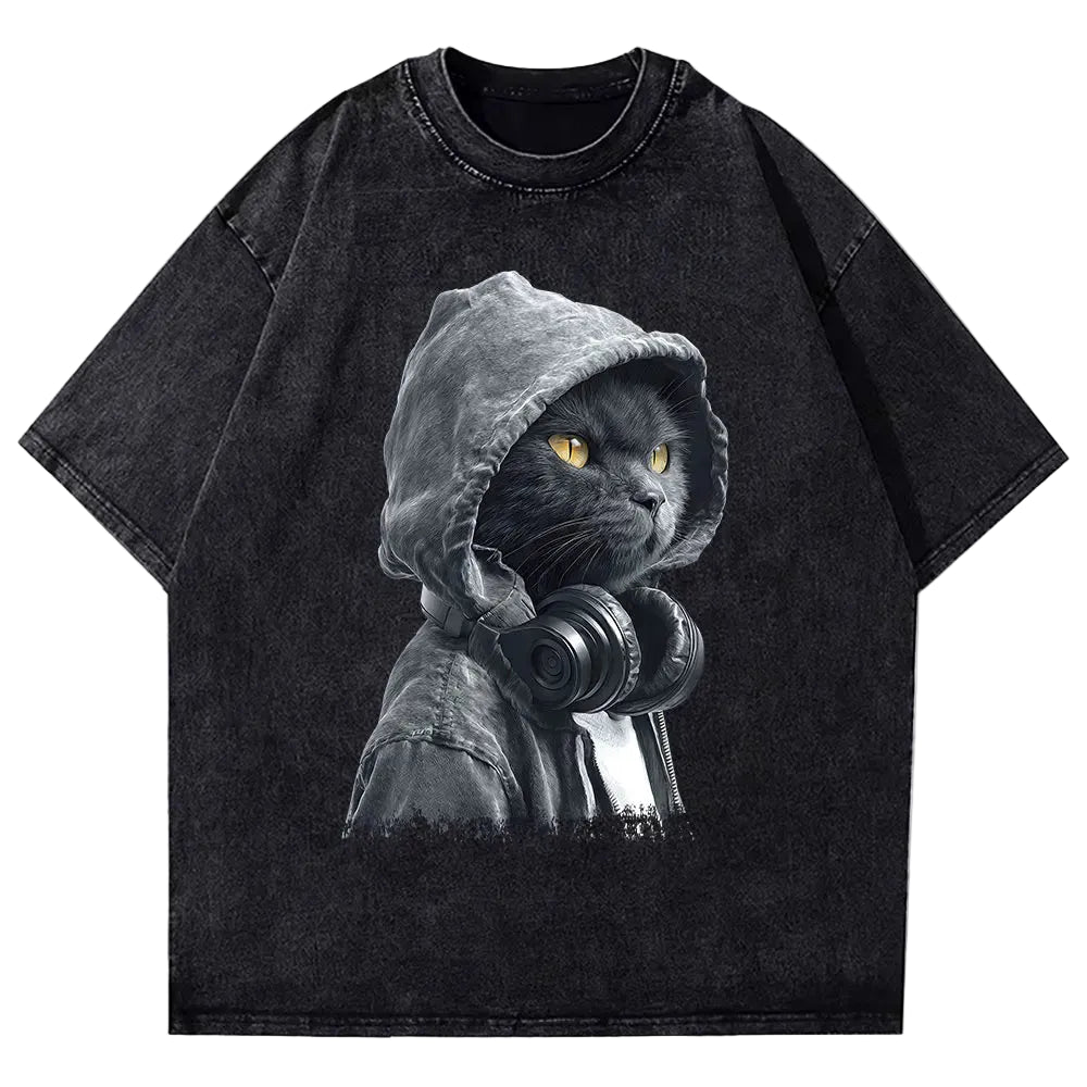 Washed Cotton Casual Loose Fit Graphic T-Shirt - Craftklart.store