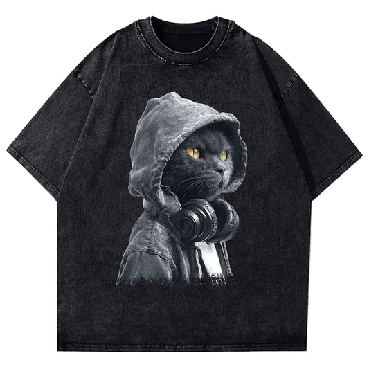 Washed Cotton Casual Loose Fit Graphic T-Shirt