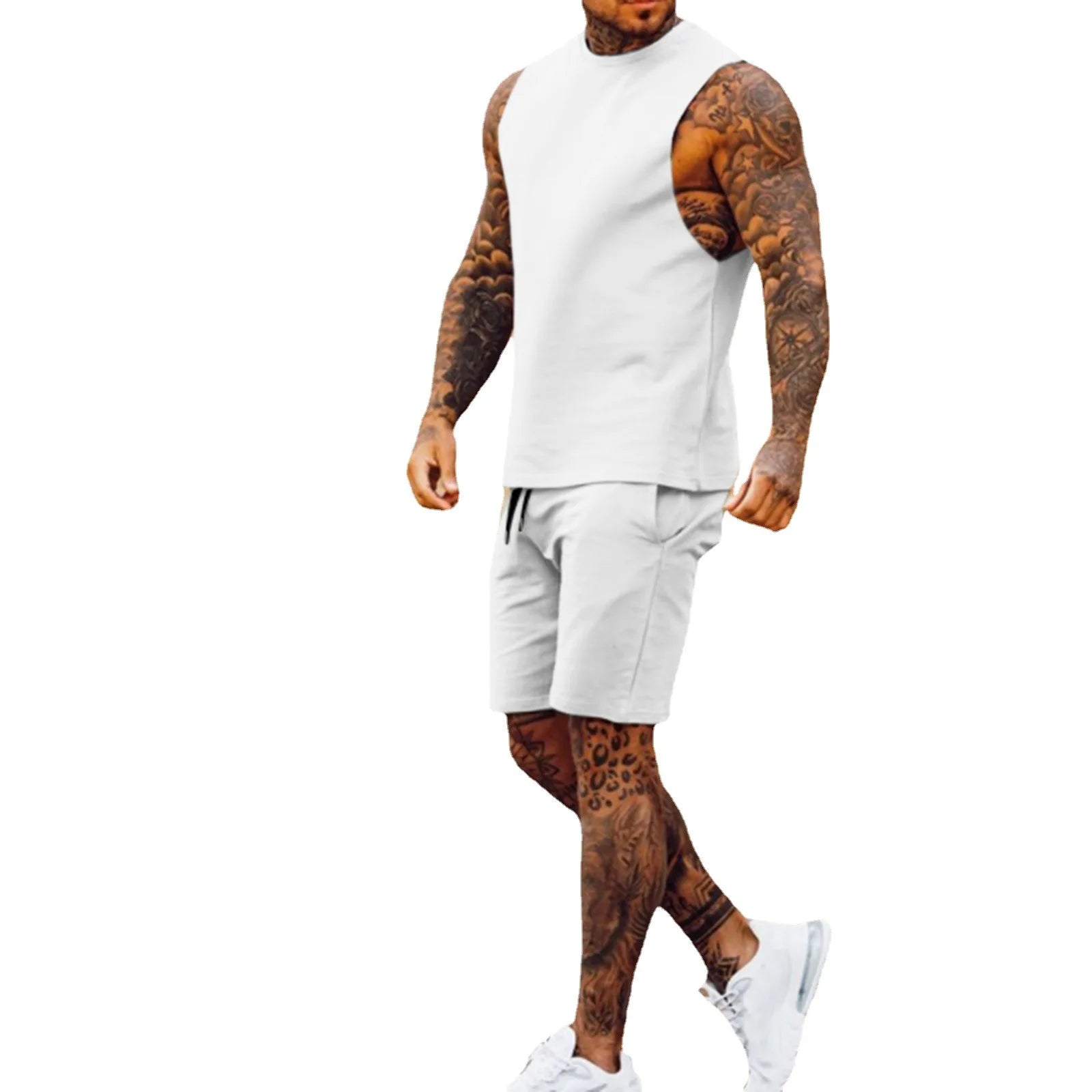 Men's Activewear Thin Five Quarter Pants Sleeveless Top Set - Premium Activewear from Craftklart.store - Just $14.83! Shop now at Craftklart.store
