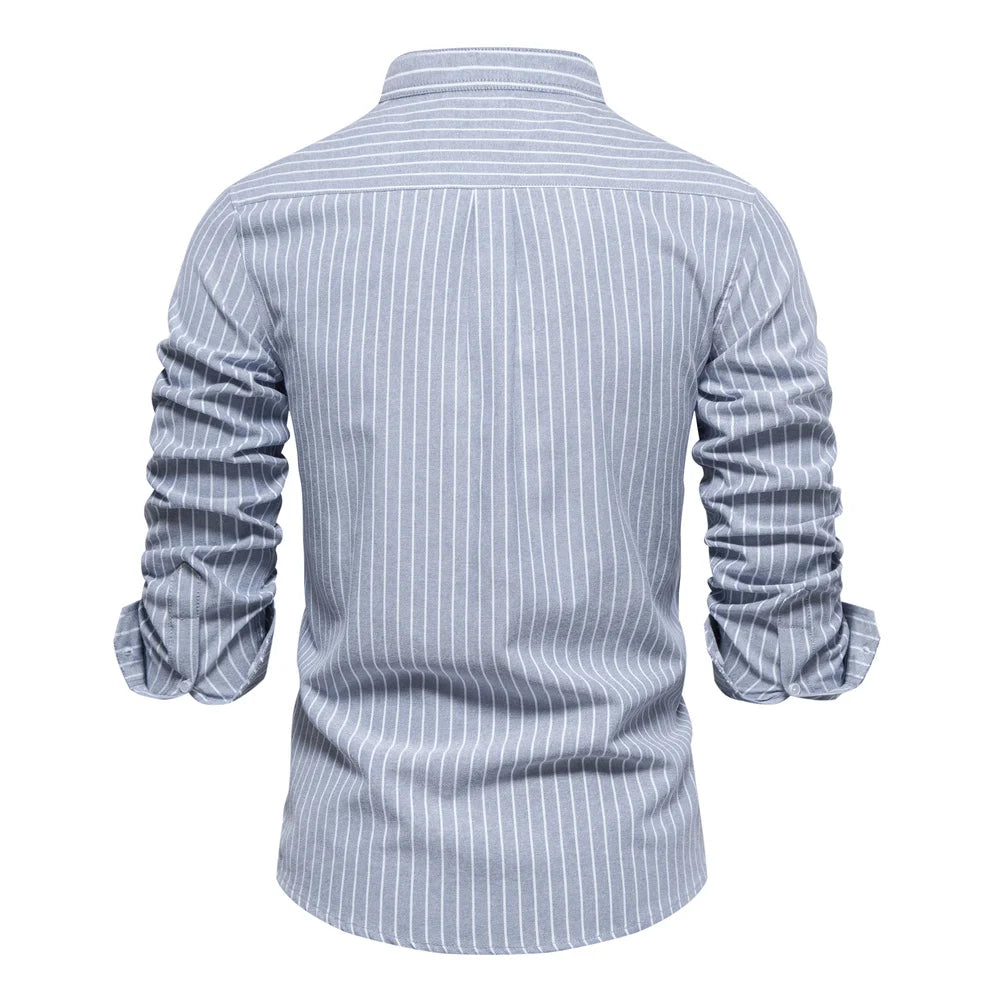 Men's Cotton Stand Collar Long-sleeved Shirts