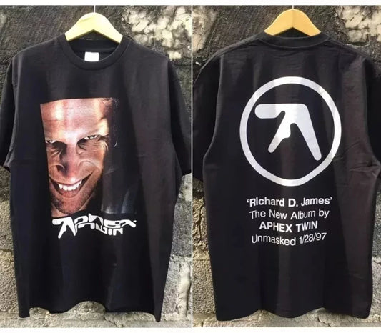 Aphex Twin Big Face: Basic Black Double-sided T-shirt