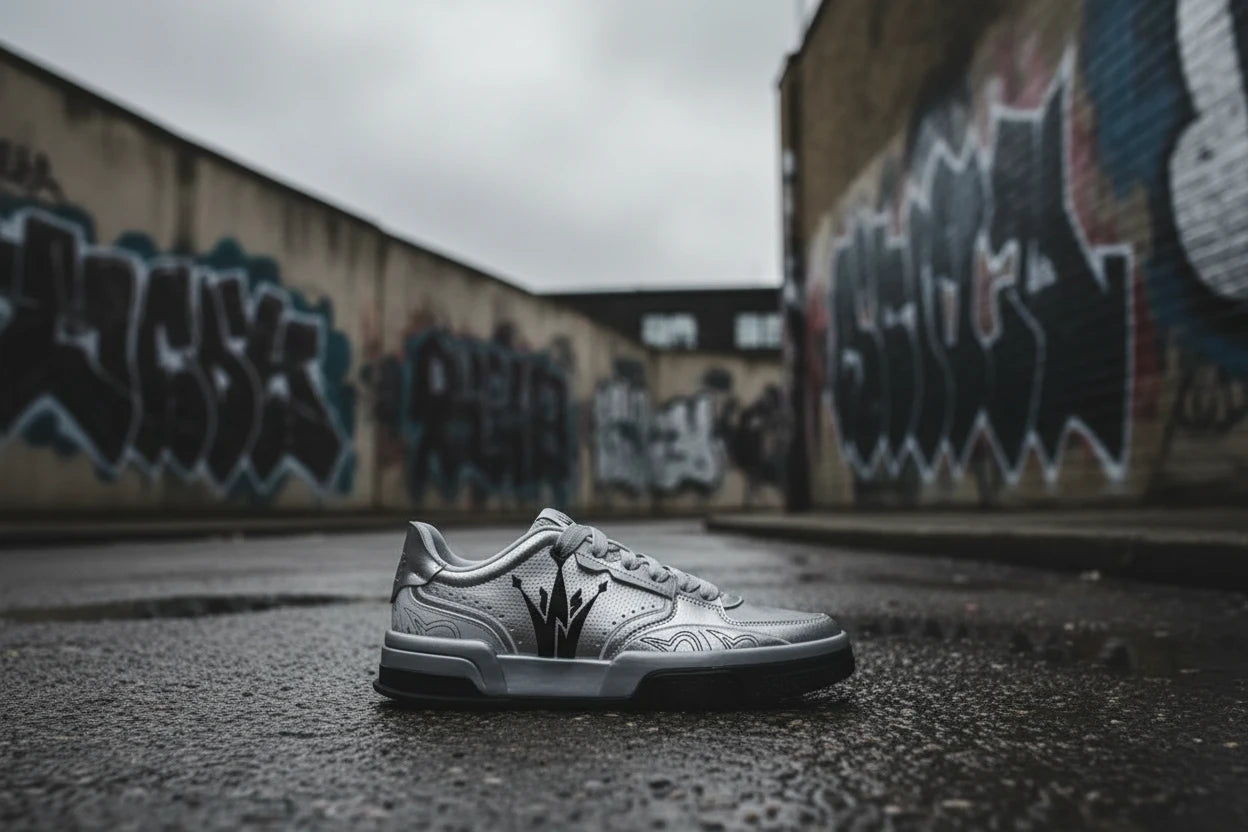 361° Joker Board Sneakers in black with white accents, featuring a casual streetwear style and modern athletic design.