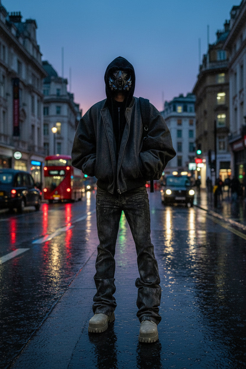Men's Craftklart oversized faux suede bomber jacket with hood, stylish streetwear coat, featuring a sleek design and modern silhouette.