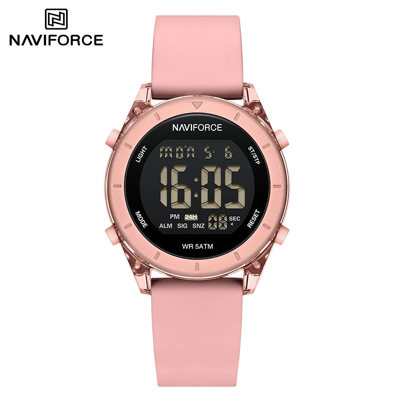 Women's digital sport watch with silicone strap, featuring a sleek display and sporty design from Urban Fashion & Streetwear.