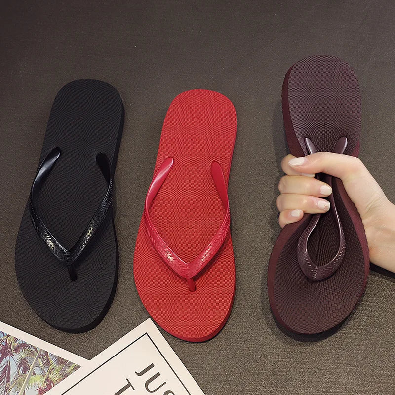 Women's herringbone flip flop sandals from Craftklart Dropship in five colors, lightweight beach slides with comfortable straps.