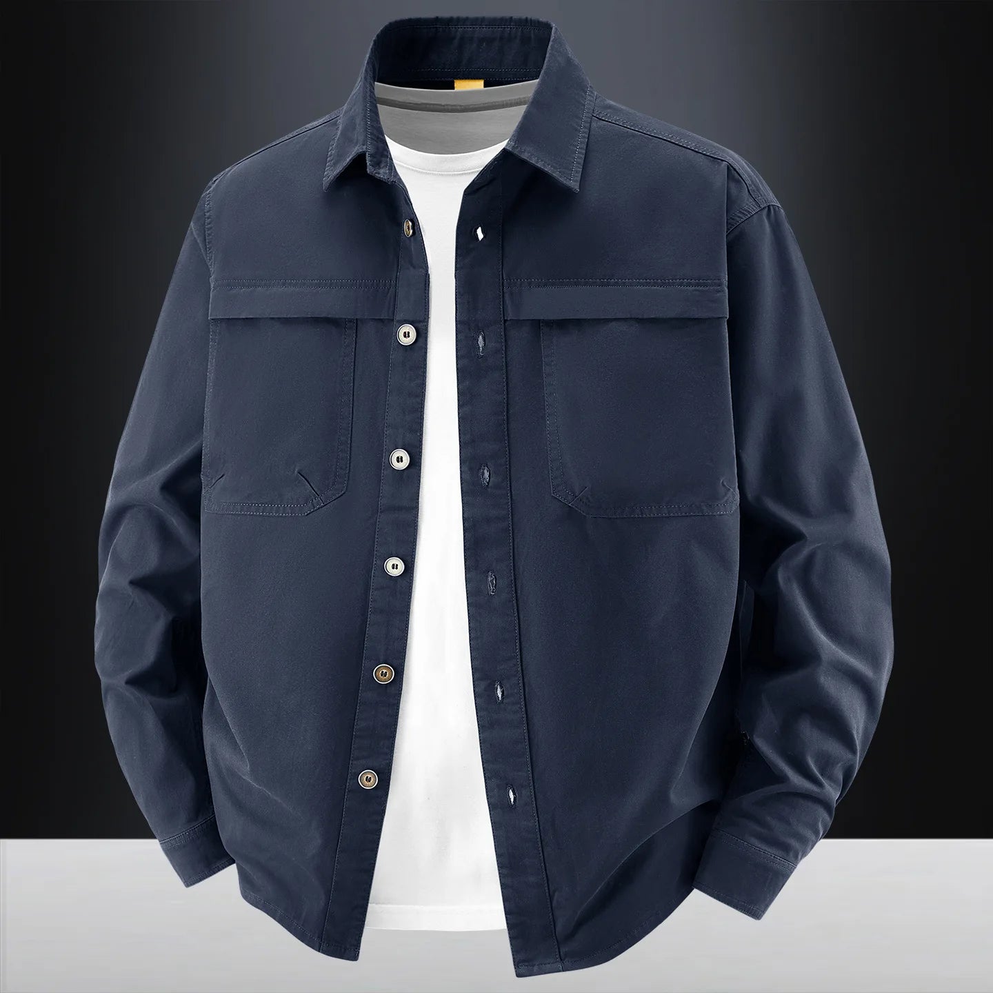 Retro Washed Cotton Long-Sleeve Shirt