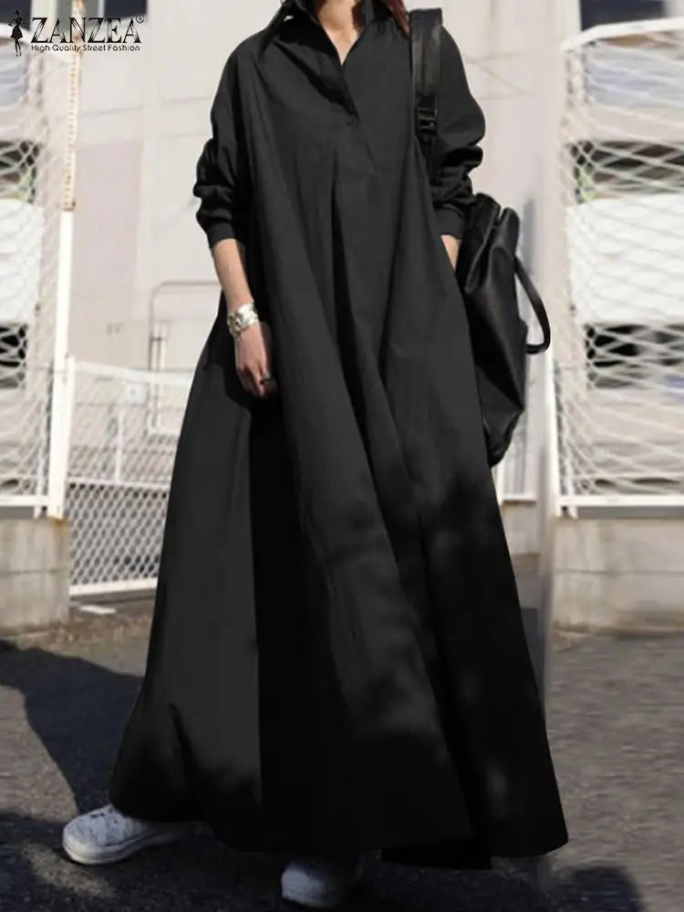 Long Sleeve Shirt Dress Loose Oversized Maxi Dress - Premium Dress from Craftklart.store - Just $25.06! Shop now at Craftklart.store