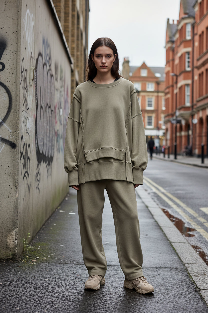 Oversized Cotton Sweatshirt — Open Side Patchwork | Craftklart