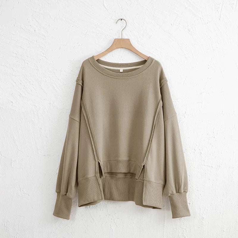 Oversized Cotton Sweatshirt — Open Side Patchwork | Craftklart