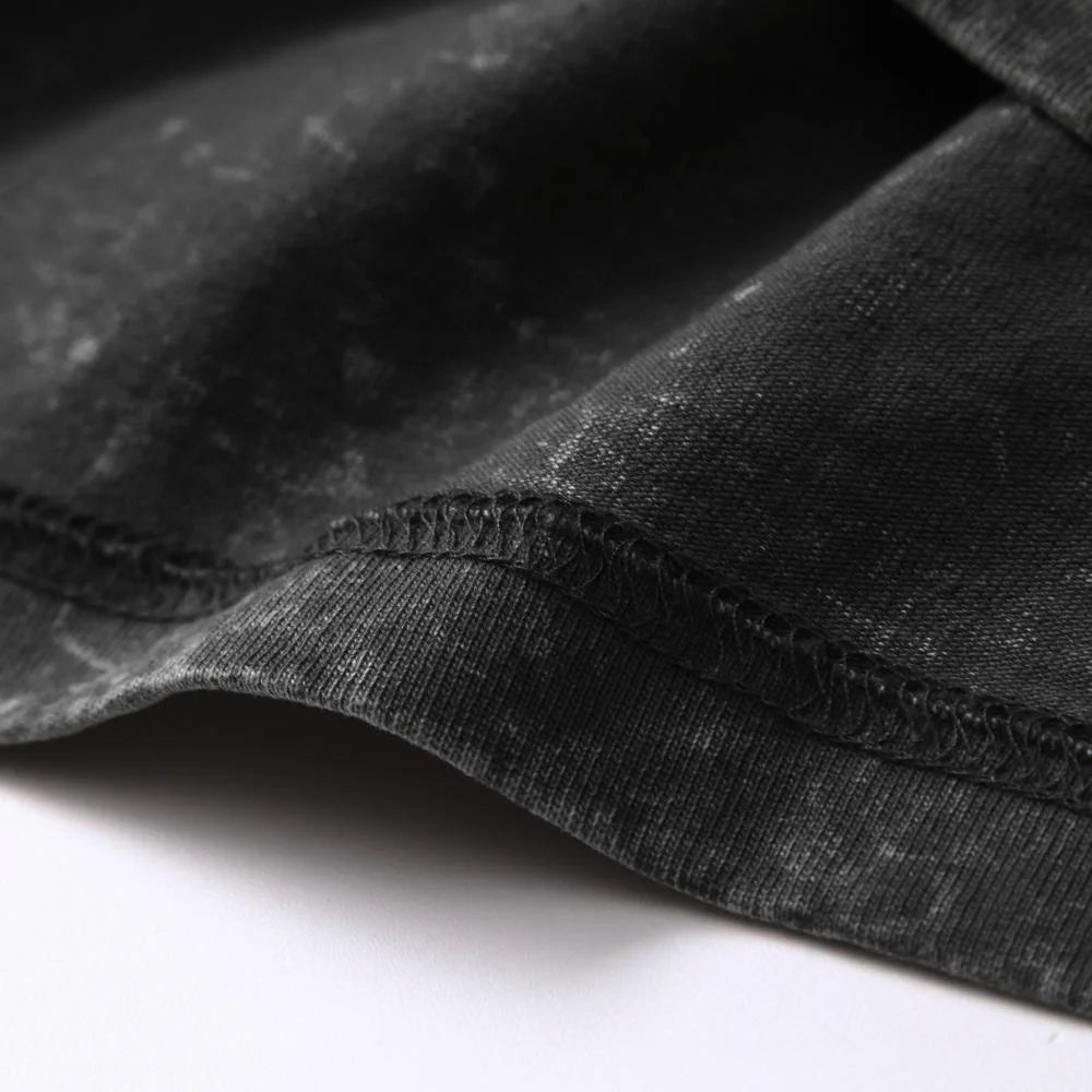 Washed Cotton Casual Loose Fit Graphic T-Shirt - Craftklart.store