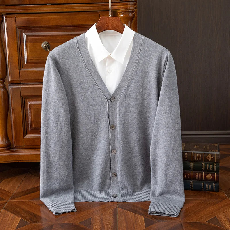 Men's  100% Merino wool cashmere V-neck cardigan - Premium Cardigan from Craftklart Dropship - Just $15.73! Shop now at Craftklart.store