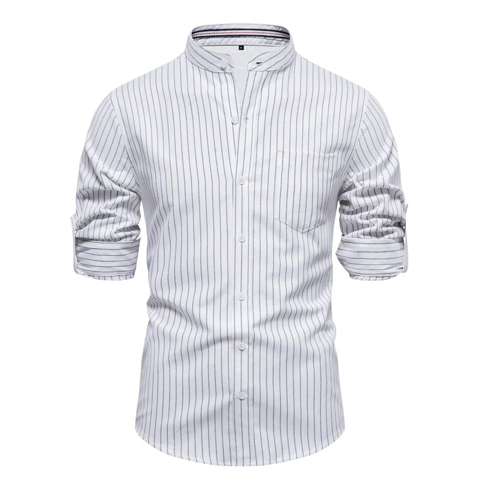 Men's Cotton Stand Collar Long-sleeved Shirts