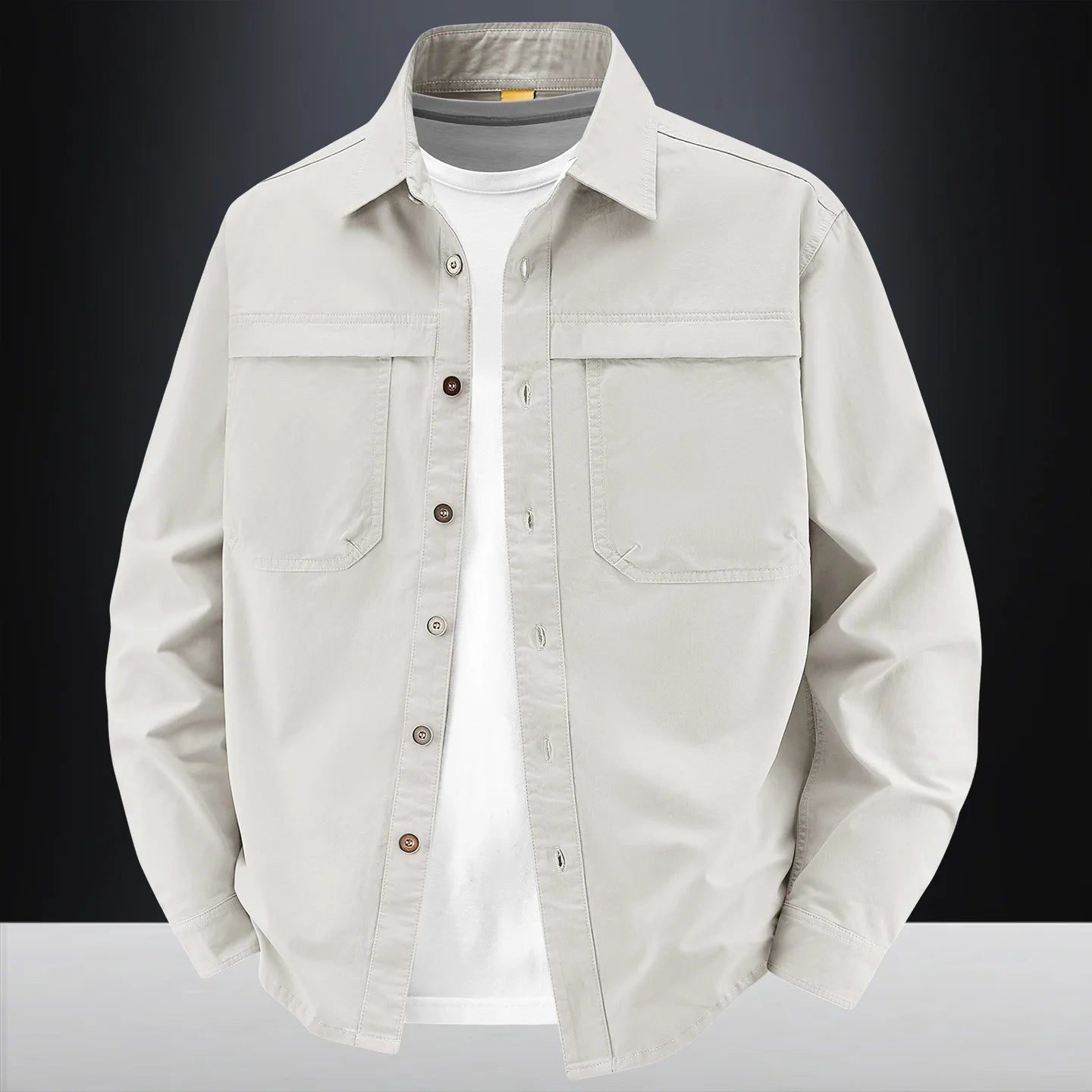 Retro Washed Cotton Long-Sleeve Shirt