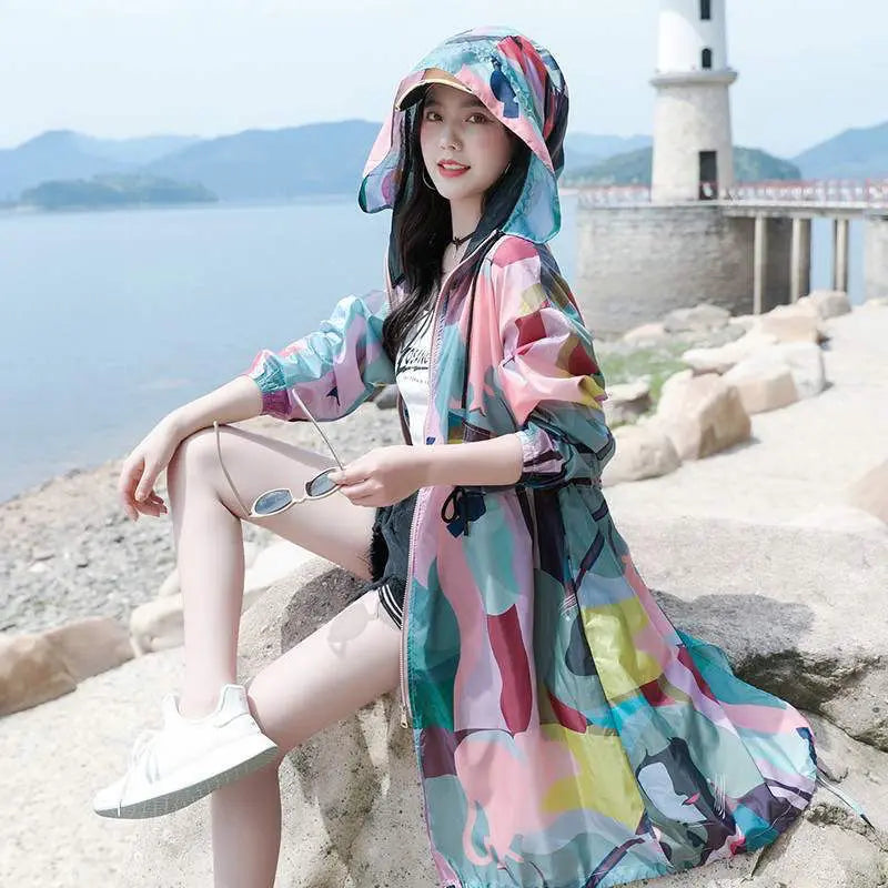 New Women's UV Protection Breathable Thin Korean Mid Length Coat - Premium Coats & Jackets from Craftklart Dropship - Just $22.98! Shop now at Craftklart.store