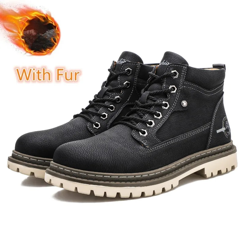 High-Top Leather Men's Walking Boots - Craftklart.store