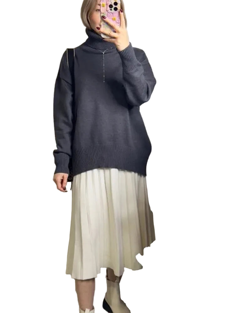 Women's Thick Sweaters Oversize Turtleneck Women Winter Warm White Pullovers Knitted High Neck Oversized Sweater For Women Tops - Craftklart.store